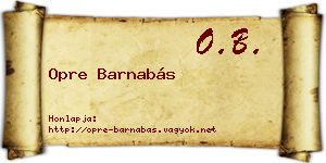 Opre Barnabás névjegykártya